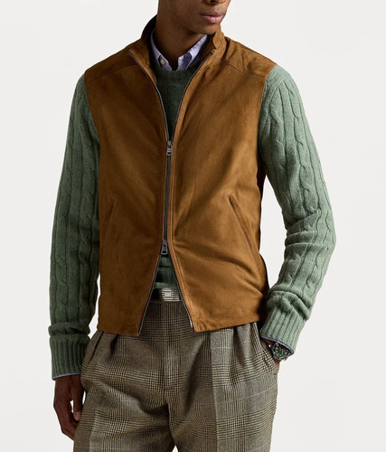 Gilet pelle scamosciata - in,