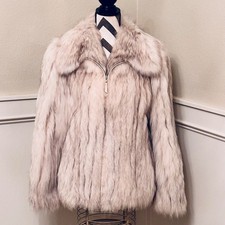 Giacca donna vintage Bloomingdale’s 100% pelliccia di volpe blu tinta taglia 10