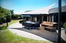 Tenda a vela triangolare ombreggiante telo sole ombra giardino parasole 5x5x5m