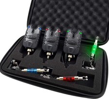 Set di 2 o 3 Allarme Morso Pesca alla Carpa e Altalena Illuminati LED, Jack,