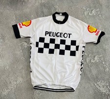 Vintage Peugeot Cycling Shell RETRO Maglia Bicicletta Zip Shirt Uomo Taglia L