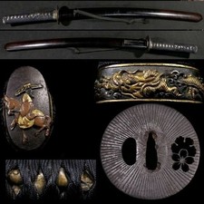KOSHIRAE Katana Tsuka Saya con lama in legno spada giapponese attacco Edo antico