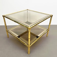 Tavolino Tavolo basso caffe da salotto in ottone e vetro anni 70’ vintage Bambu