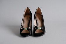 Scarpe sandalo donna decoltè con tacco alto a spillo spuntate, Nere, N. 39