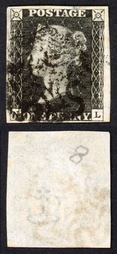 Penny black plate fine - penny, 8