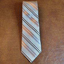 Cravatta uomo Bruno Piattelli 100% pura seta beige bianca nera a righe