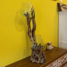 Vaso etnico vetro soffiato su radice acquario