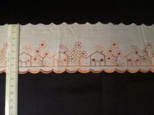 PIZZO SANGALLO CASE COTONE ARANCIO MARRONE BIANCO ALT CM 7 X 1  MT BALZA BORDO