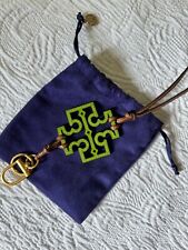 TORY BURCH Kira Tassel KeyRing Blue Azure/Green/Brown/Gold, Double View