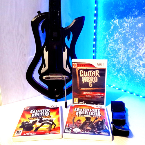 Wii guitar hero bundle 3 - wii,