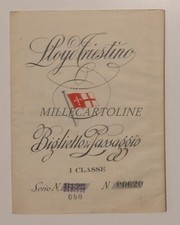 LLOYD TRIESTINO - Biglietto Passaggio I Cl., Conte Verde, Massaua Brindisi 1937