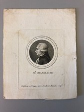 Antica incisione Inizio 800 Isaac René Guy Le Chapelier 19,9x16,1 cm