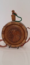 BORRACCIA VINTAGE IN LEGNO INTAGLIATA A MANO CON TRACOLLA