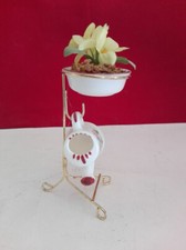 MINI SET LAVABO BROCCA CATINO CON FIORI MINIATURE SET 3 PZ PORCELLANA OTTONE