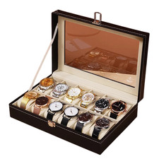 SCATOLA BOX COFANETTO CON VETRINA PORTA OROLOGI 12 POSTI PER OROLOGIO CUSTODIA
