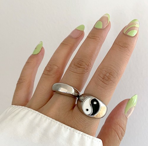 Anello yin yang argento - yin,
