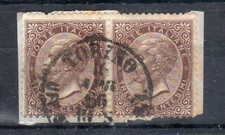 REGNO 1863 30c londra L19 coppia su minimo framento firma Sorani cv 275