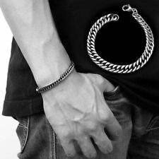 Bracciale Uomo Braccialetto Catena con maglia Acciaio Inox Argento idea regalo