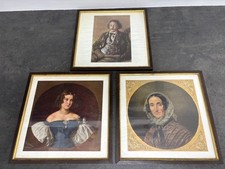 Tris quadri ritratti stampe con cornice 28x28 Cm Vintage Passoni Porta Romana