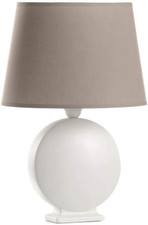 Lampada Da Tavolo in Ceramica Paralume, Bianco, Tortora, Piccola