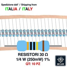 10 PZ PEZZI RESISTORE RESISTENZA 30 Ω OHM - 1% - 1/4W (250mW) – PRECISIONE