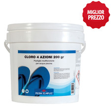 PISCINA SEMPLICE CLORO 4 AZIONI in PASTIGLIE da 200 gr MULTIFUNZIONE da 5 kg