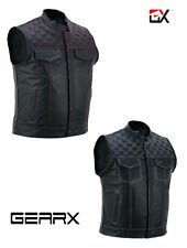 Pelle Gilet per Cruiser Moto Motociclista Vita Cappotto 8 Tasche Sons Of Anarchy