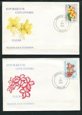 1984 COSTA D'AVORIO FIORI SU FDC N.731E/F + PROVA DI LUSSO MNH E253
