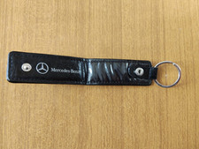 VINTAGE ANNI '80 MERCEDES BENZ PELLE NERA PORTACHIAVI KEYCHAIN LEATHER OLD STOCK