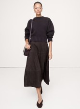 Gonna midi in camoscio marrone