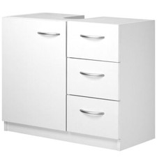 Mobile Sottolavabo Armadietto Bagno Lavandino Lavabo 3 Cassetti Anta Legno Bianc
