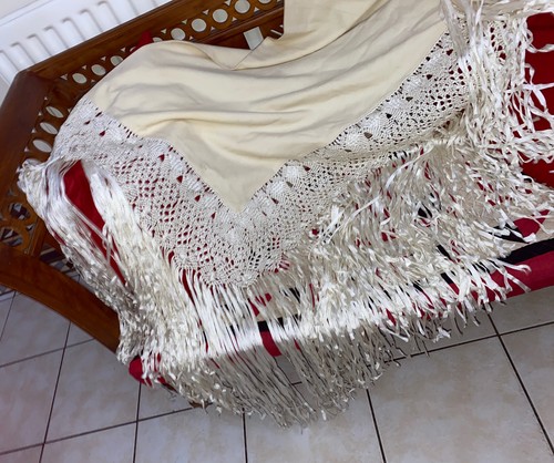 Scialle vintage lana crepe