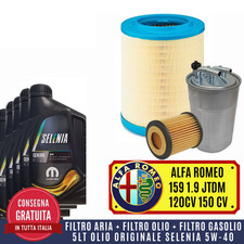 KIT TAGLIANDO ALFA 159 1.9 JTDM 120 150 CV 2005   + 5 LT OLIO SELENIA WR 5W40