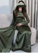 Abito Ospite Matrimonio Occasione Perfetto Abito Modesto, Verde Perline Lavoro 