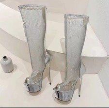 Sandali A Stivaletto Argento