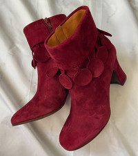 STIVALETTI CHIE MIHARA VINTAGE SCAMOSCIATI METÀ POLPACCIO IN APPLICAZIONE POLSINO ROSSO 39 8,5 SPAGNA