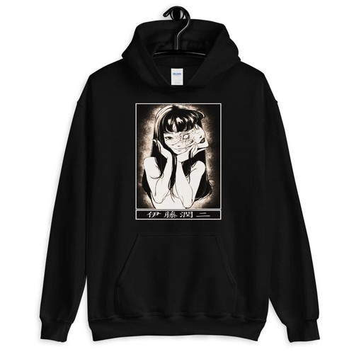 Felpa con cappuccio nera - , tomie