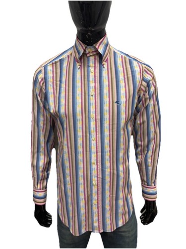 Mens striped multicolor button - multicolor,