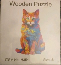 Neon Cat Wood Jigsaw Puzzle