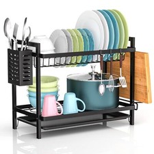 Scolapiatti da Appoggio 2 Livelli Scolapiatti Per Bancone Da Cucina, Scolapiatti