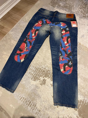 Jeans uomo evisu denim rosso - -,
