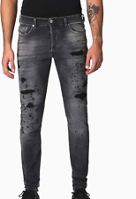 JEANS ITALIA DIESEL TEPPHAR 084NH slim carota W32 L30 elasticizzato uomo grigio nero nuovo