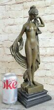 Antico Vintage Stile Art Déco Nouveau Zinco Bronzo Donna Scultura Statua