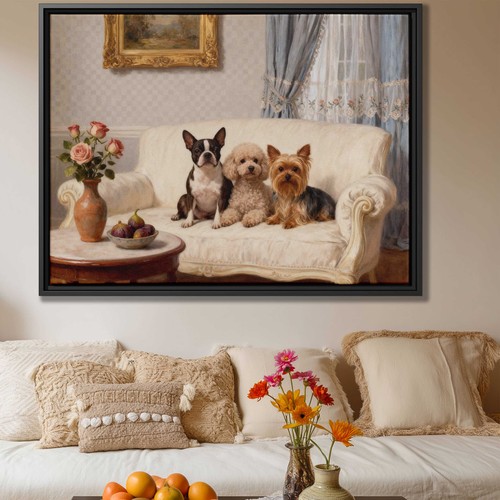 Oil painting dog boston - painting,