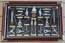 QUADRO DEI NODI Cm. 60 x 40 CORNICE LEGNO & ANGOLARI in OTTONE ARREDO MARE CASA