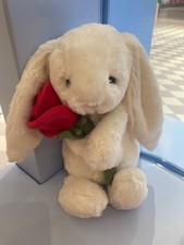 Jellycat Cream Bunny con Rosa🌹 Medium San Valentino Pre-Uscita Esclusiva