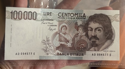 100000 lire 1990 caravaggio - lire, in