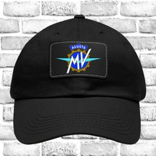 Cappello Berretto MV Agusta Moto Regolabile Nero Papà con Toppa in Pelle