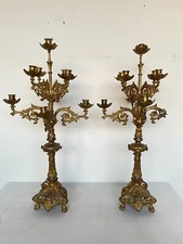 Grande coppia di candelabro in bronzo 8 fiamme francese XX secolo -con dettaglio