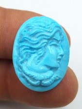 Ciondolo Cammeo in Turchese naturale Oro Giallo 18 Kt Turchese di ARIZONA USA